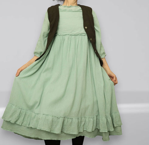 Summer dress. Women's dress made of melted canvas.